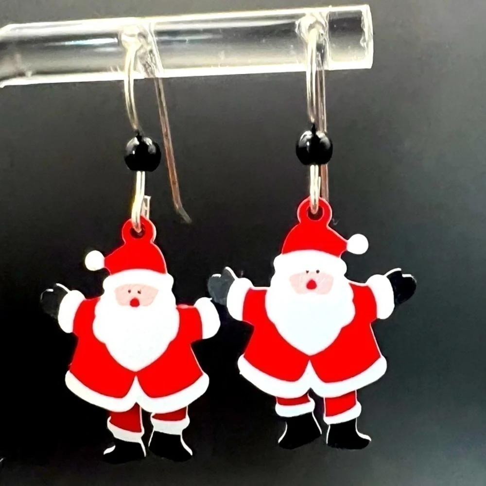 Santa Claus Christmas Earrings – Festive Holiday Jewelry with 925 Silver Hooks